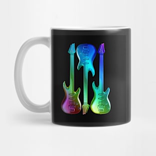 Three colourful rock guitars with high gloss reflection. Mug